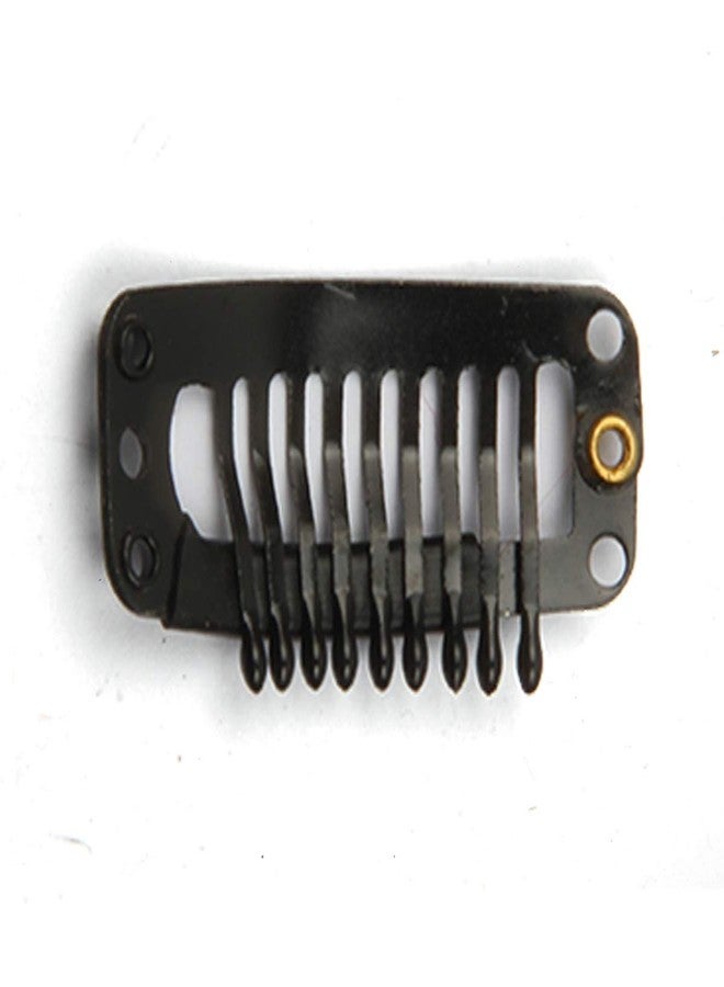 JFFX 30pcs Hair Extension Clip Stainless Steel Snap Clips for Hair Extensions DIY Wig Combs Toupee Clips 9-teeth 32mm 1.2g/pc (Black) - Image 4